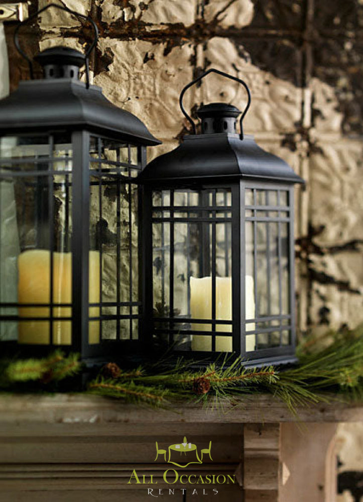 Black metal lanterns large
